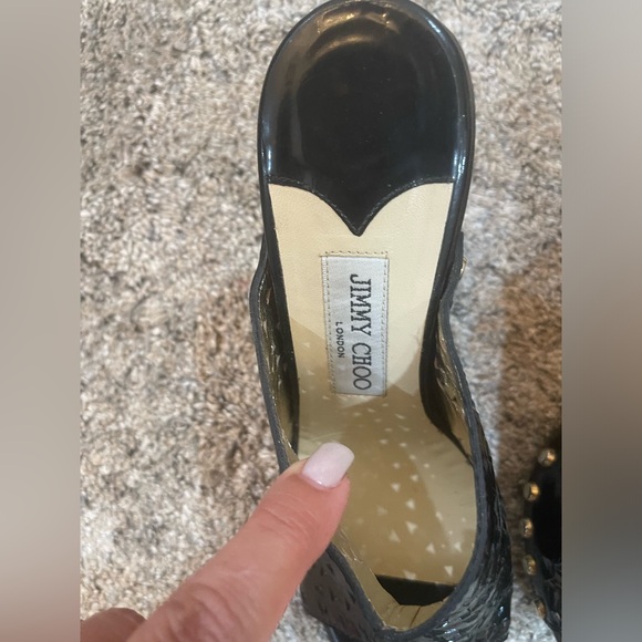Jimmy Choo Black Patent leather peep toe Size 8 - Picture 2 of 10